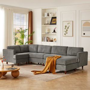 Modern Modular Sectional Couch, 6 Seaters Sleeper Sofa