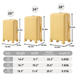 20'/24'/28' ABS Spinner Wheel Luggage Set with USB Port & Cup Holder