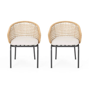Outdoor Wicker Chair With Powder Coated Iron Legs