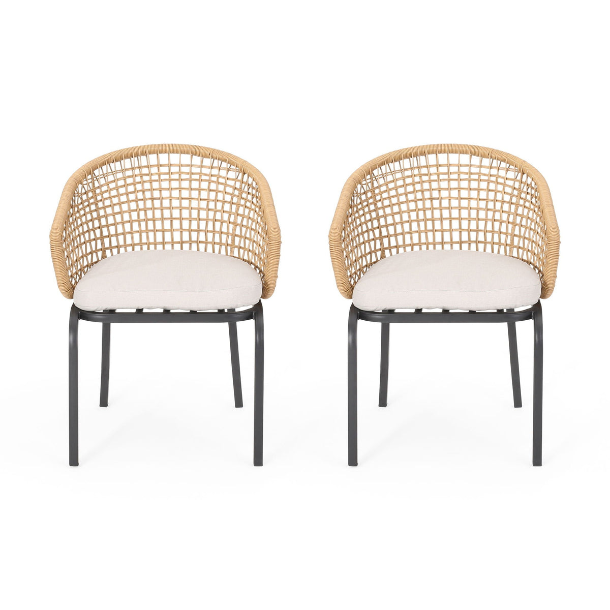 Outdoor Wicker Chair With Powder Coated Iron Legs