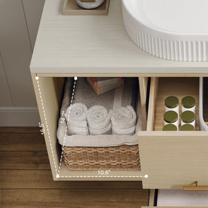 Modern 39.3 Wall-Mounted Bathroom Vanity with Ceramic Sink