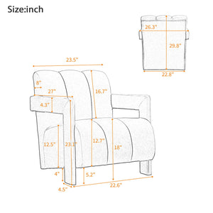 Modern Minimalist Leisure Armchair With L Shaped Armrests