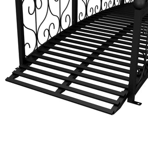 Outsunny 7' Metal Arch Garden Bridge with Safety Siderails, Decorative Arc Footbridge with Delicate Scrollwork 'S' Motifs for Backyard Creek, Stream, Fish Pond, Black