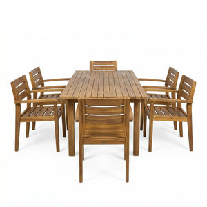 7 Pieces Acacia Wood Outdoor Dining Set