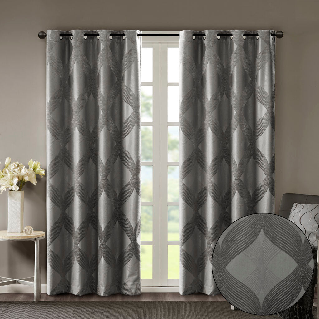 Ogee knitted jacquard total blackout curtain panel (only 1 pc panel)