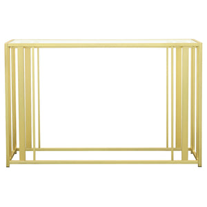 Adri Glass Top Entryway Console Table Matte Brass