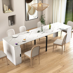 Modern Multifunctional Extendable Dining Table with Outlet
