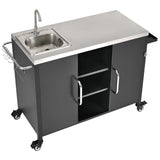 K&K 55.5' Outdoor Kitchen Island with 304 Stainless Steel Sink