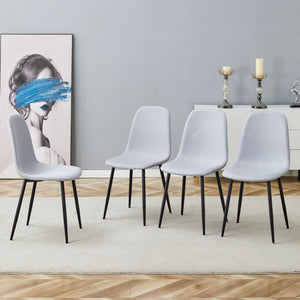 Modern Medieval Style Cushioned Side Chairs Set With Metal Legs For Kitchens