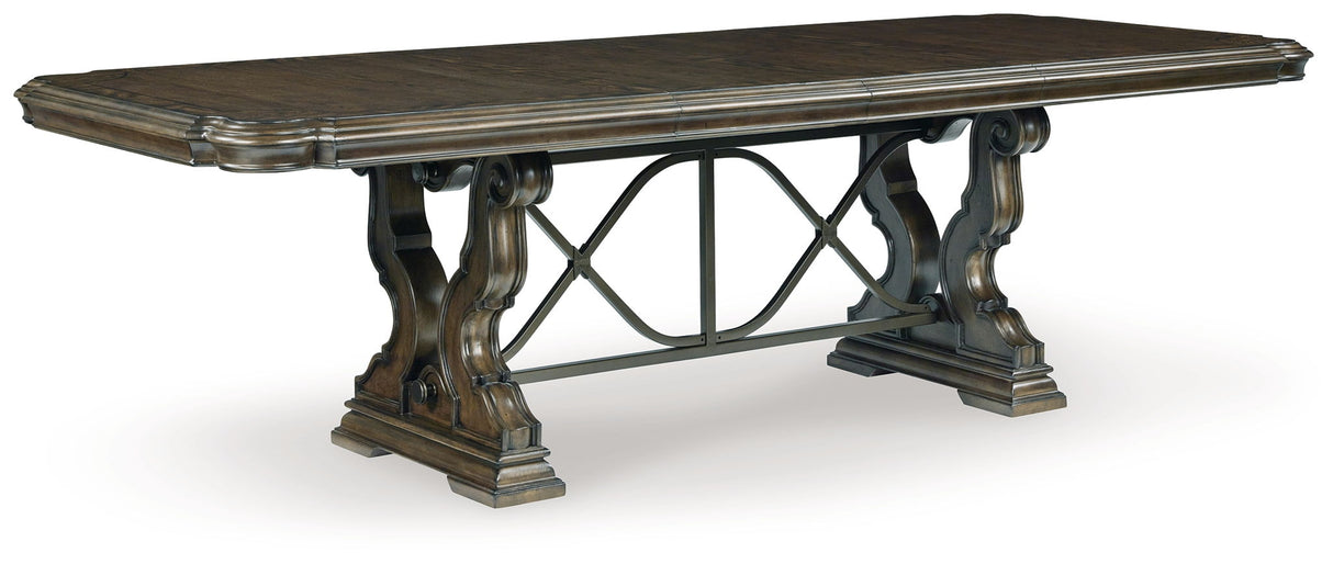 Maylee - 11 Pc. - Dining Extension Table, 4 Side Chairs, 2 Arm Chairs, Storage Bench, Buffet And Hutch - Dark Brown