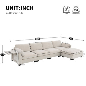 130" Modular Sectional Sofa