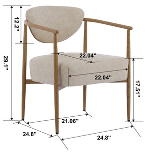 Beige PU Leather Dining Room Chair with Metal Frame