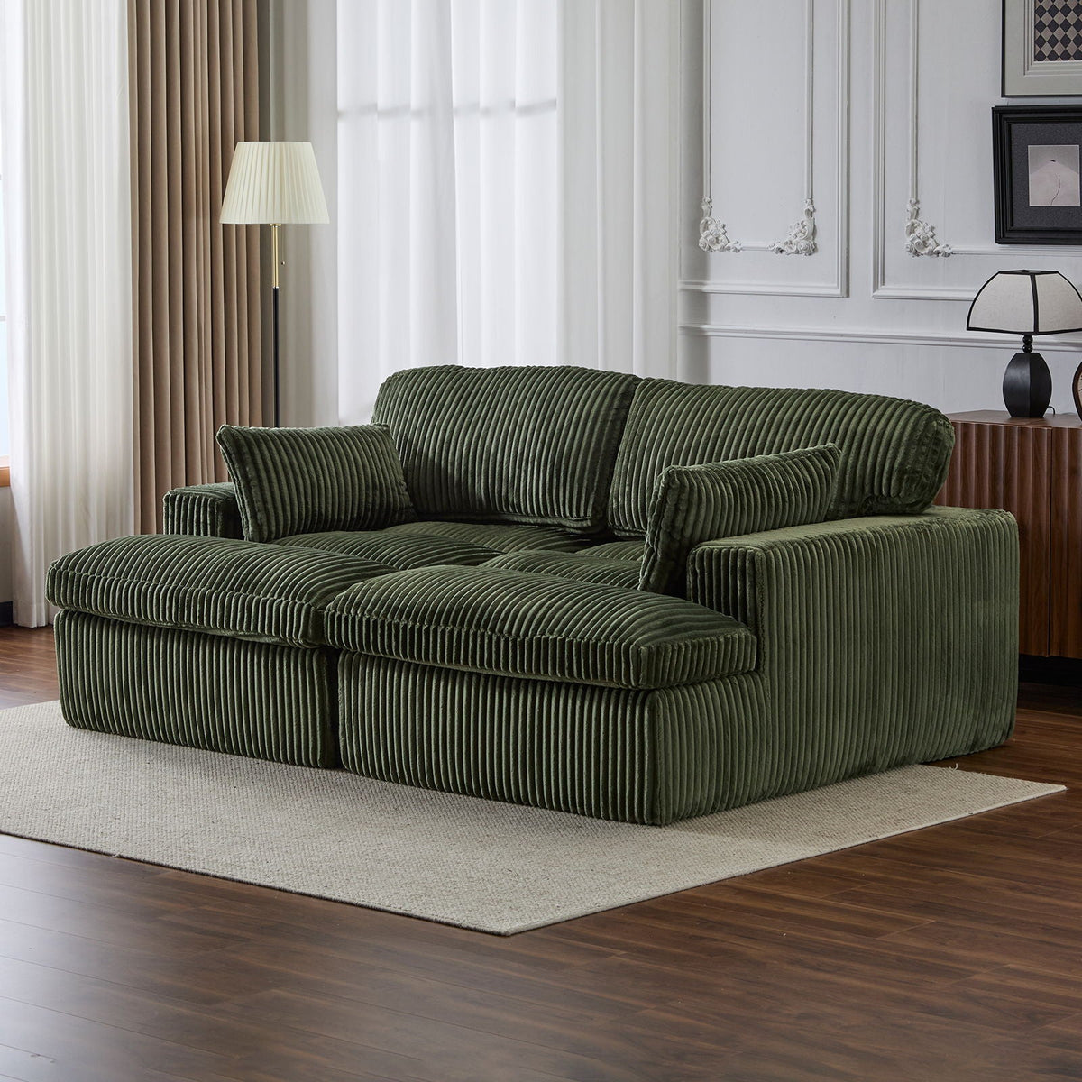 Double Chaise Lounge Chair, Oversized Upholstered Sleeper Cloud Couch