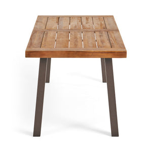 Outdoor Dining Set – Premium Acacia Wood Table & Wicker Chairs