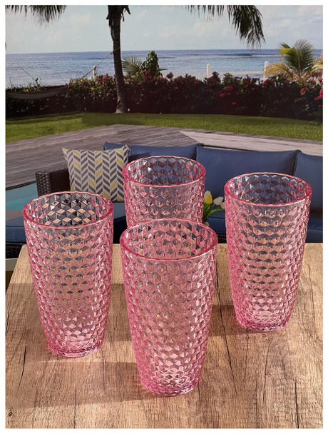 Diamond-Cut-Acrylic-Glasses-Drinking-Set-of-4-(19oz)-Drinkware-Sets