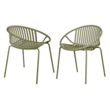 Patio Dining Chairs Stackable Chairs with Breathable Design (Set of 2)