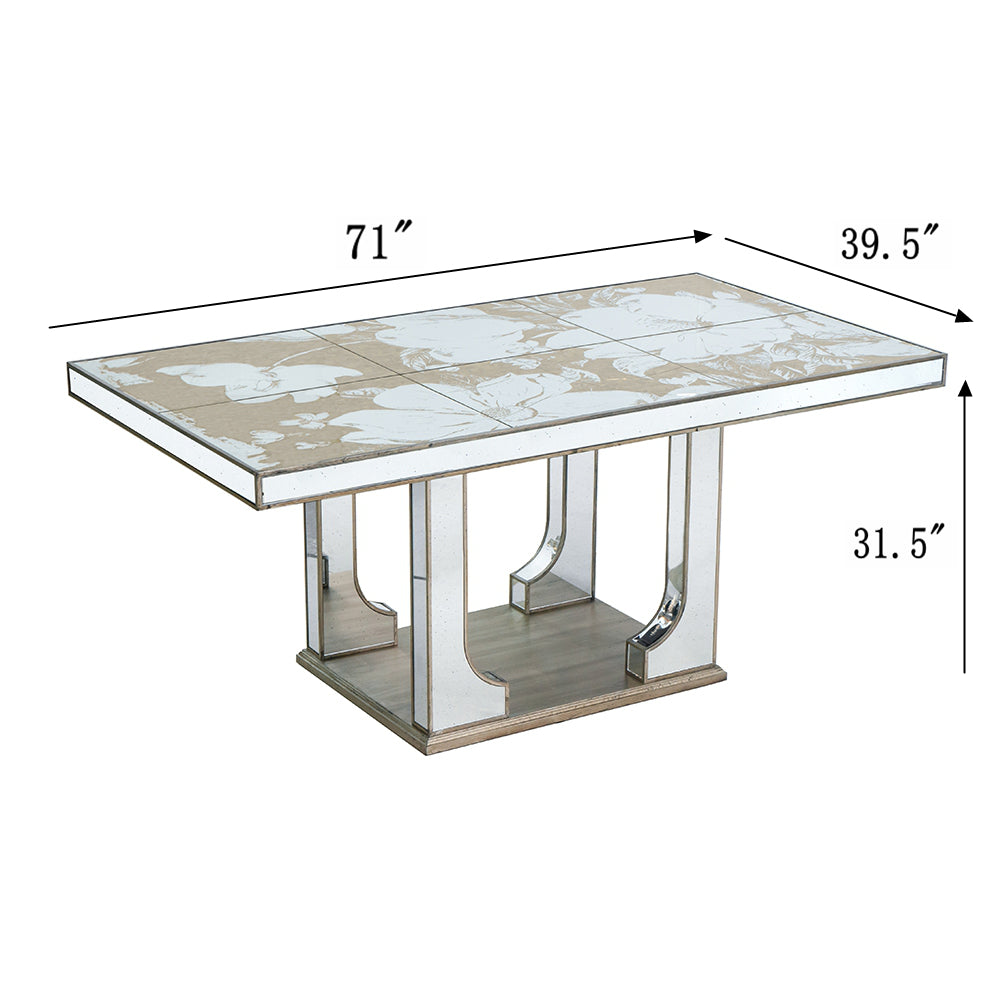 Aesthetic Rectangular Dining Table with Floral Design