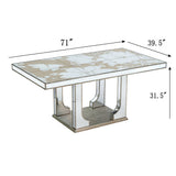 Aesthetic Rectangular Dining Table with Floral Design