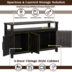 U_Styled 55.1'' Pine Wood Buffet Cabinet with 3-Door Storage