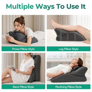 Memory Foam Ergonomic Wedge PillSex Pillow Couples Sex Toys, 27° Ergonomic Memory Foam Support Pillow, Contoured Lounger Cushion for Back & Lumbar Support, Multi-Functional Comfort Pillow(Dark grey)