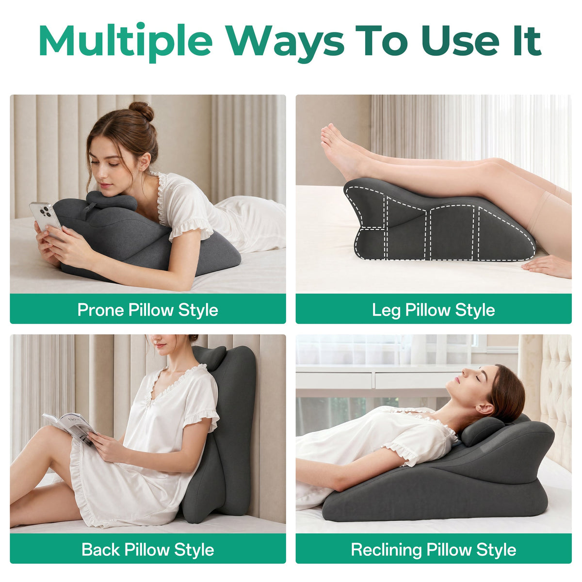 Memory Foam Ergonomic Wedge Pillow for Couples