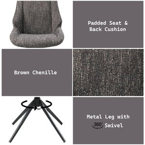 Malika - Side Chair With Swivel (Set of 2) - Brown Gray