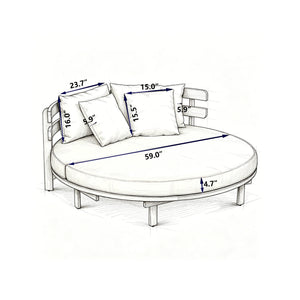 TOPMAX Outdoor Acacia Wood Round Daybed