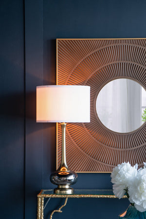 D15x29 Table Lamp with Glass Drum Shade – Aluminum Base