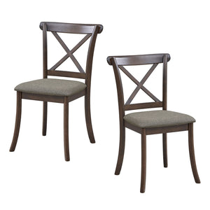 Wooden X Back Dining Chairs Set of 2 Modern Fabric Upholstered