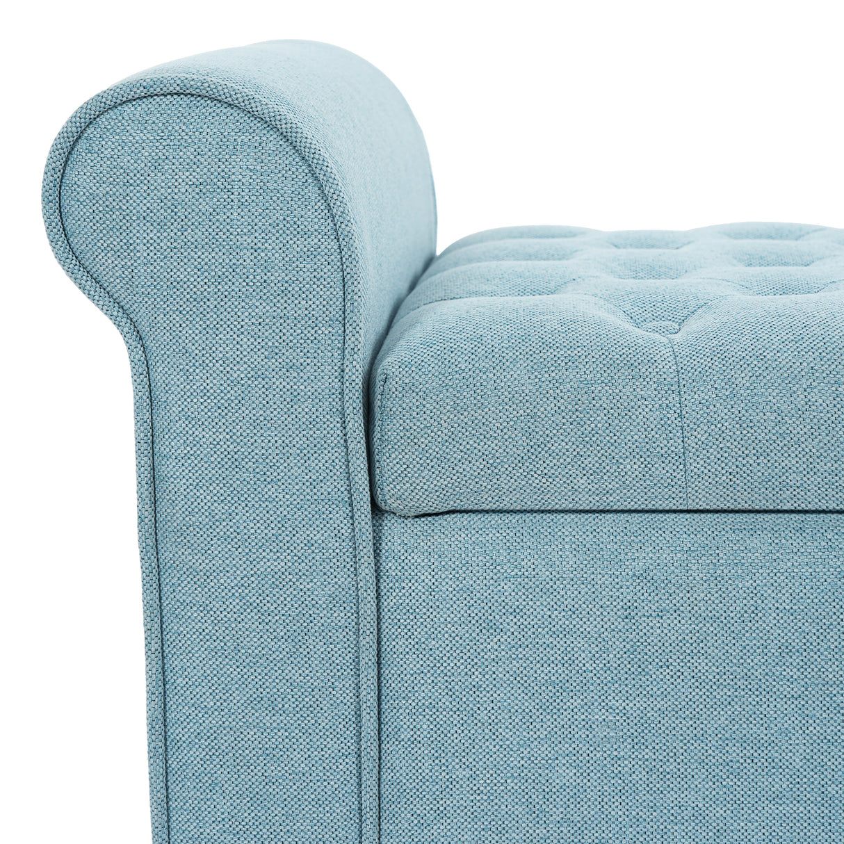 Light Blue Tufted Storage Bench