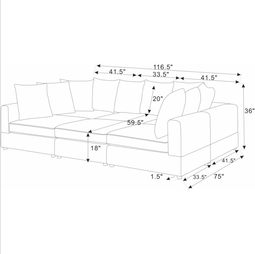 The Haven Six-Piece Modular Corduroy Sectional