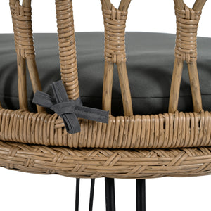 U_STYLE Outdoor Leisure Set with 2 Rattan Chairs & Glass Table