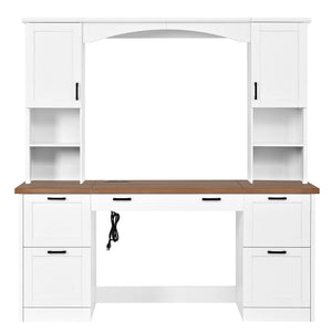 ON-Trend Farmhouse Arched Computer Desk with Hutch