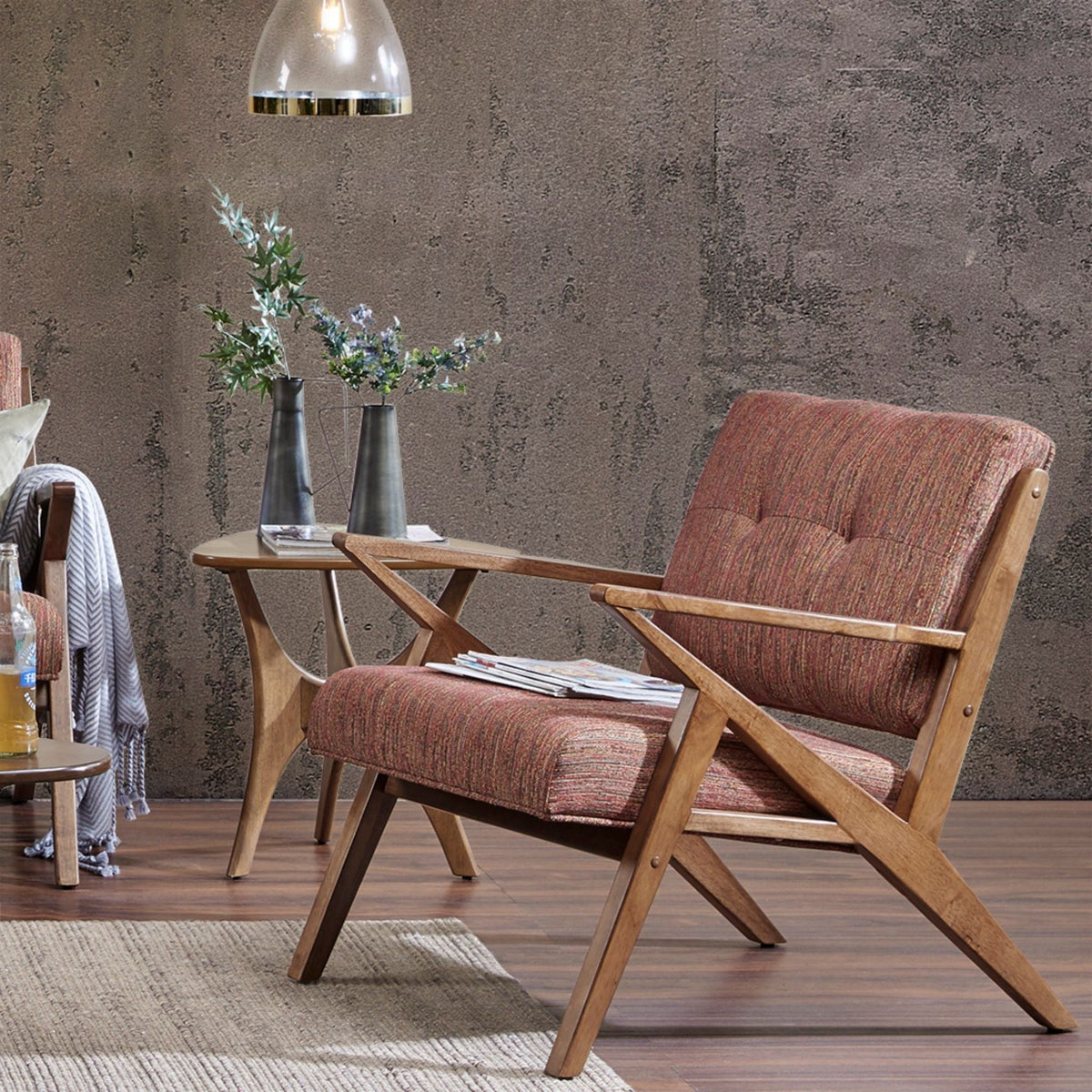Lounge Chair With Tufted Upholstery And Solid Frame