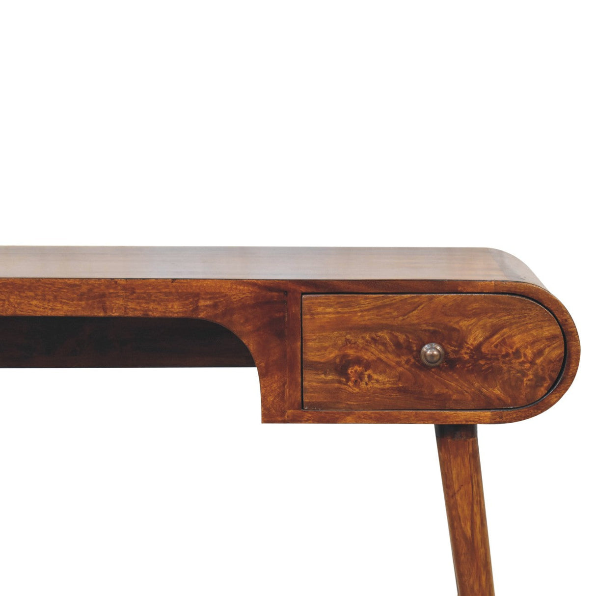 Solid Wood London Arch Writing Desk, 2-Drawers, Chestnut