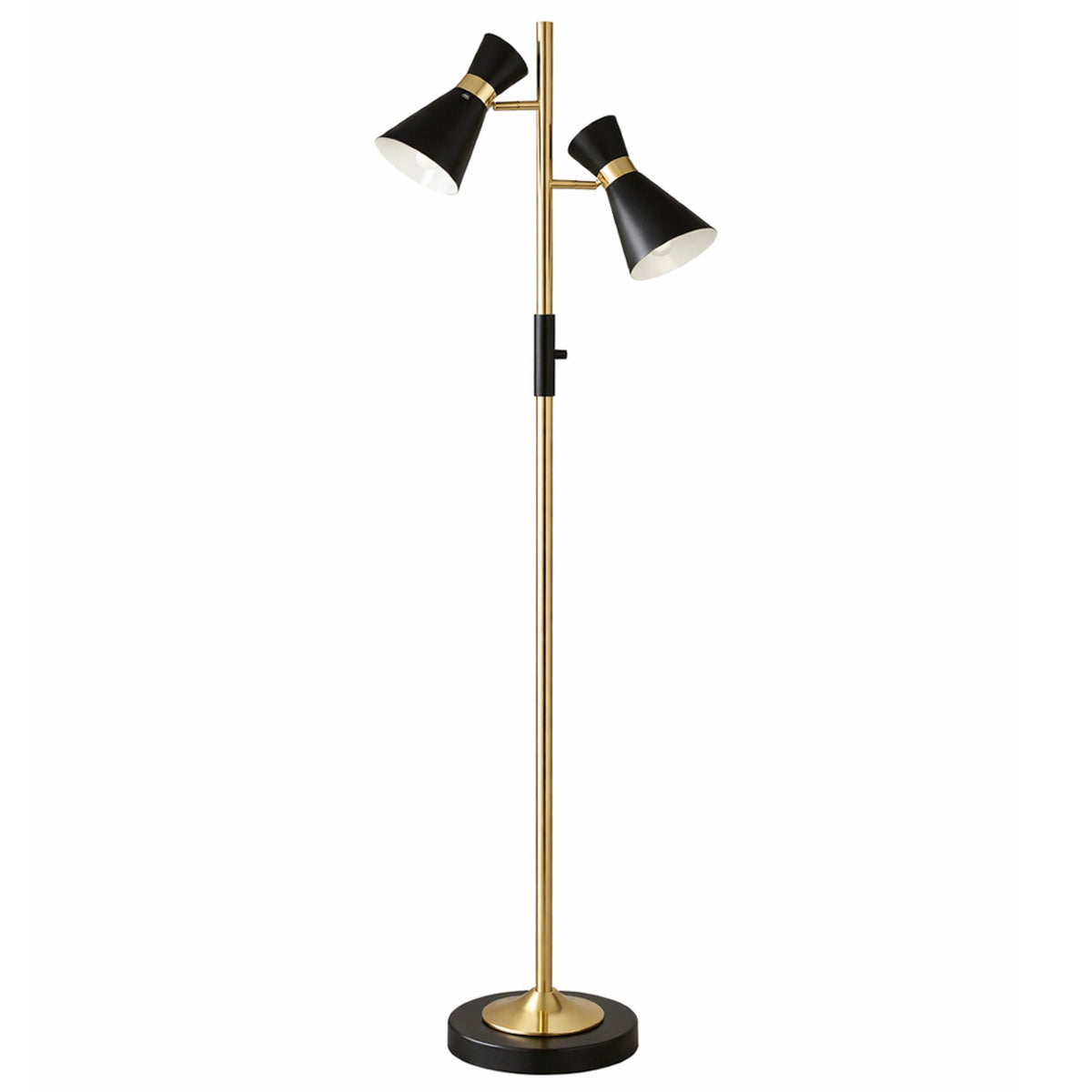 Axis - Floor Lamp With 4 Way Switch Double Spots With Base - Black / Gold