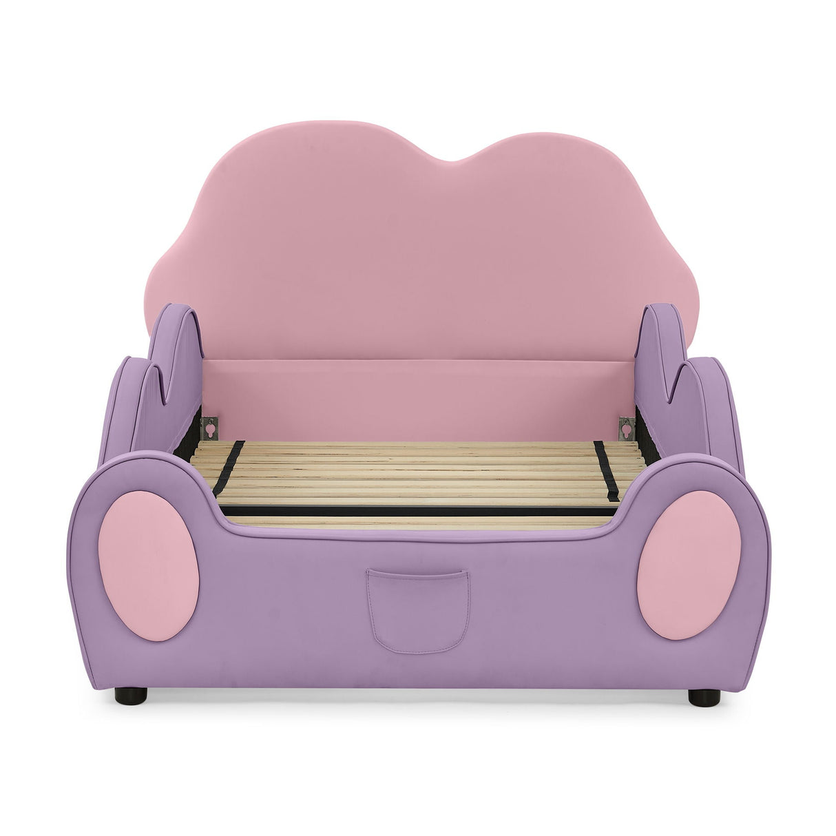 Cute Cloud Shape Bed With Guardrails Cartoon Design, Storage Pocket