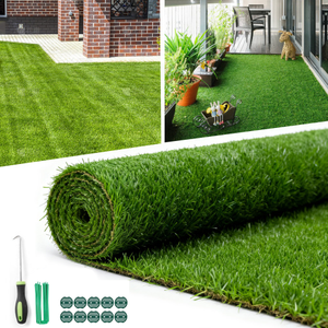 Realistic Deluxe Artificial Grass Synthetic Turf Carpet with 1.18" Thickness - Green