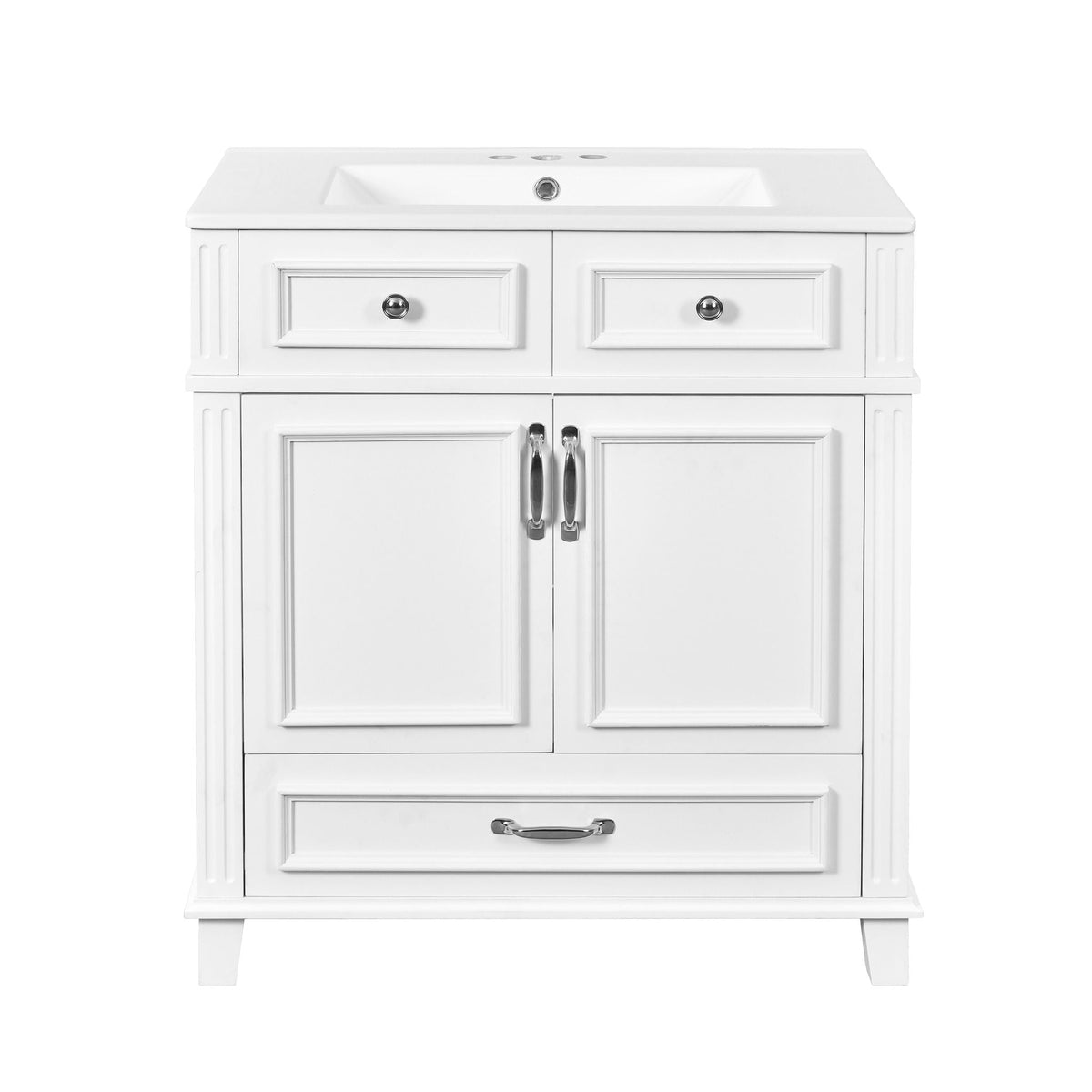 Bathroom Vanity with Sink and Storage Cabinet - White, Blue, or Dark Green