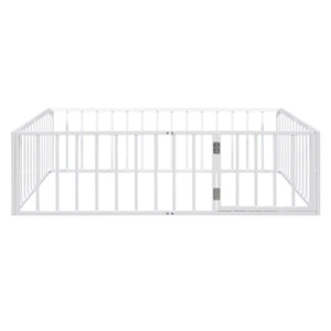 Metal Floor Bed Frame With Fence And Door