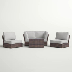 Comfortable Modern Patio Rattan Sectional Set With Cushions
