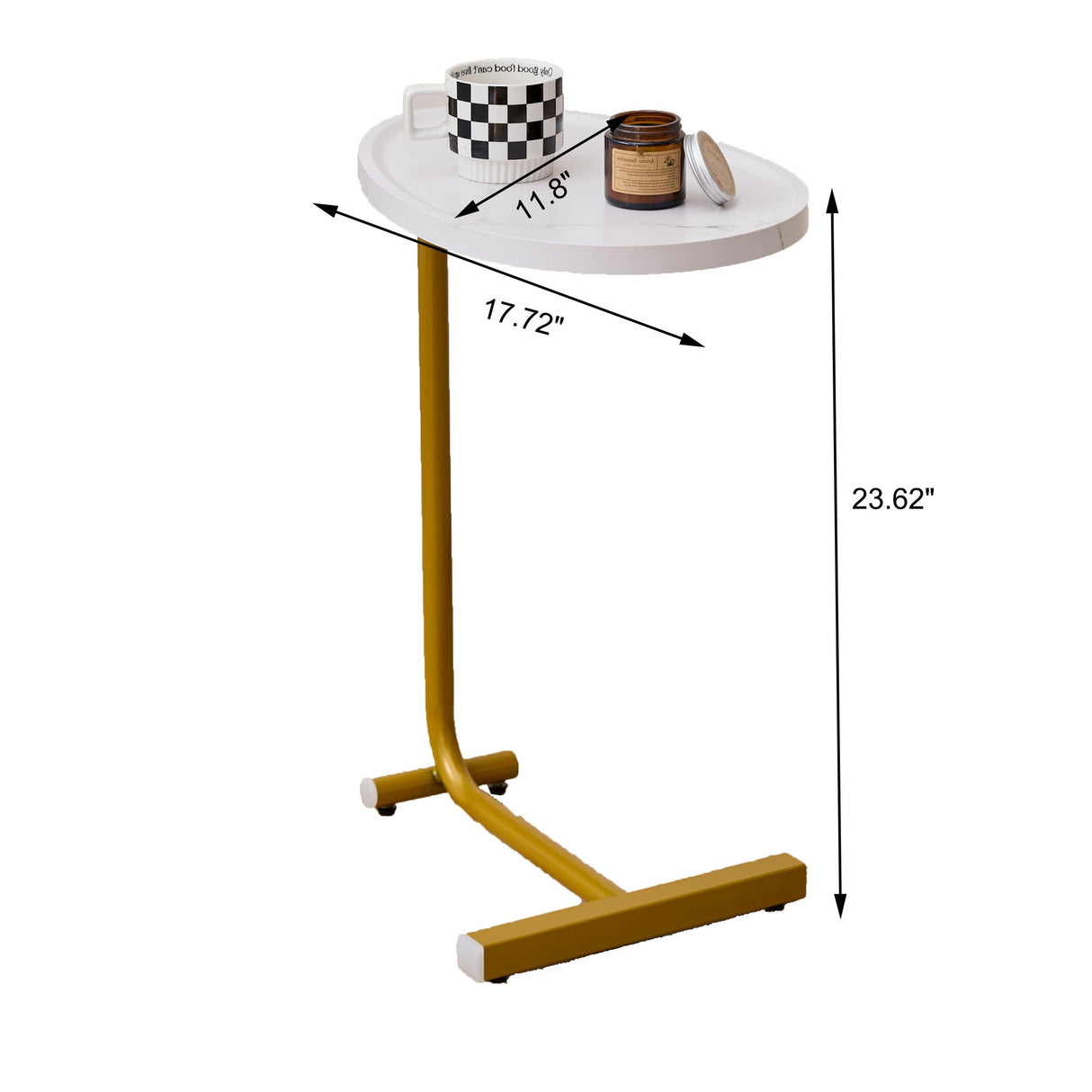 C-Shaped Side Table, Small Sofa Table for Couch and Bedroom