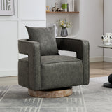 Fernleigh Swivel Accent Open Back Barrel Chair With Weathered Base