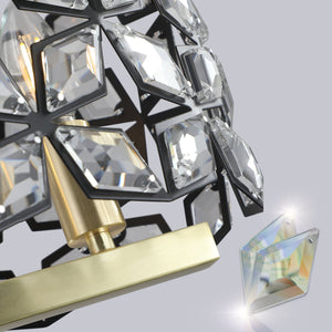 39" Contemporary Crystal and Black-Gold Pendant Chandelier