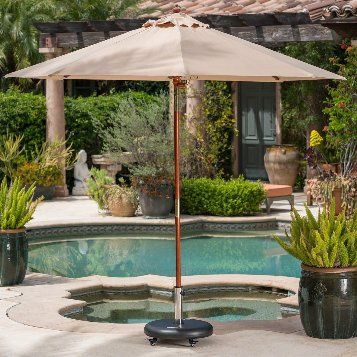 Wheelie - Round Umbrella Base With Stainless Steel Holder