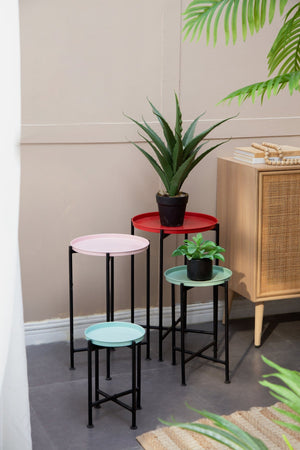 Set of 4 Multicolor Round Nesting Plant Stands