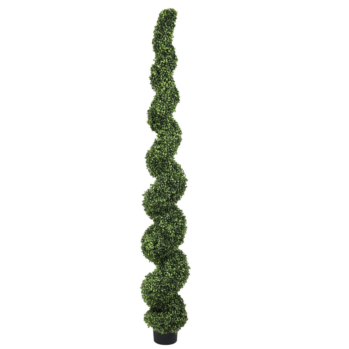 7FT Spiral Topiary Trees with Realistic Faux Boxwood - Green