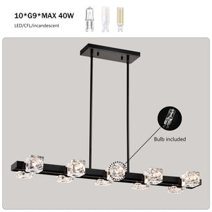 Rectangle Chandelier for Dining Room, 10-Light