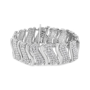14K Yellow Gold 15.0 Cttw Diamond Chevron Wave 7.25" Inch Link Bracelet (J-K Color, I1-I2 Clarity)