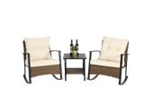 Candace 3 Piece Wicker Outdoor Rocking Chairs Bistro Set
